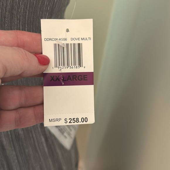 NWT Dress the Population Dream Metallic Tiered Midi Dress Dove Gray XXL 14 16 🪩 - Picture 4 of 15